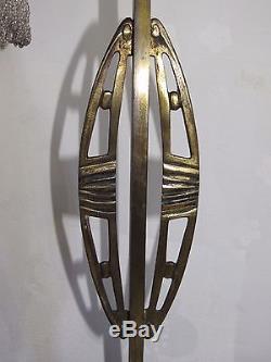 02d15 Ancienne Lampe Parisienne Art Déco 1920 / 1930 Pied Bronze Style Louis XVI