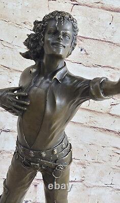 17`` Pure Bronze Original Michael JACKSON Statue Marbre Base Sculpture Art Déco