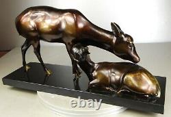 1920/1930 A Sinko Rare Gr Statue Sculpture Art Deco Animaliere Bronze Biche Faon