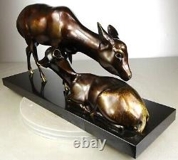 1920/1930 A Sinko Rare Gr Statue Sculpture Art Deco Animaliere Bronze Biche Faon