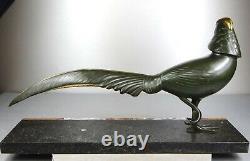 1920/1930 I Rochard Grd Statue Sculpture Animaliere Art Deco Bronze Faisan Royal