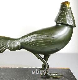 1920/1930 I Rochard Grd Statue Sculpture Animaliere Art Deco Bronze Faisan Royal