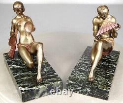 1920/1930 Limousin Rares Serre-livres Statues Sculptures Art Deco Bronze Musique