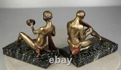1920/1930 Limousin Rares Serre-livres Statues Sculptures Art Deco Bronze Musique