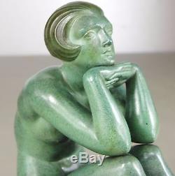 1920/1930 M Guiraud Riviere Rare Sprb Statue Sculpture Art Deco Bronze Femme Nue