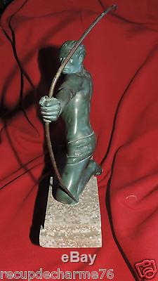 1920/1930 Max Le Verrier Rare Statue Sculpture Art Deco Athlete Archer Homme