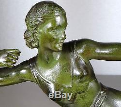 1920/1930 S Melani Rare Grnde Statue Sculpture Art Deco Bronze Diane Chasseresse