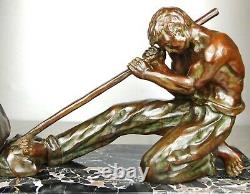1920/1930 Santi Ugo Cipriani Grnd Statue Sculpture Art Deco Bronze Homme Athlete