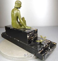 1920/1930 Z. Kovats Rare Grnde Statue Sculpture Art Deco Bronze Danseuse Oiseaux