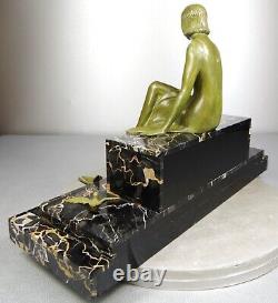 1920/1930 Z. Kovats Rare Grnde Statue Sculpture Art Deco Bronze Danseuse Oiseaux