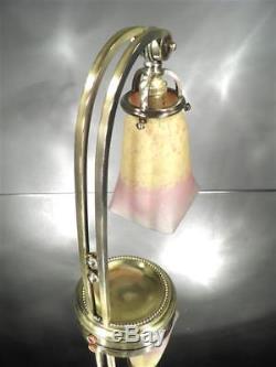 1920-30 Ch. Schneider Lampe D'appoint En Bronze Et Pte De Verre Art Déco