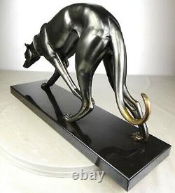 1920/30 Rochard Statue Sculpture Art Deco Bronze Animal Chien Levrier Greyhound