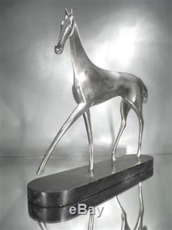 1930 K. Hagenauer Wiener Werkstätte Sculpture En Bronze Chromé Et Bois Art Déco