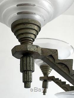 1930 Petitot Grand Lustre Suspension Art-deco Bauhaus Moderniste