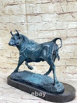 21 Livre Western Bronze Marbre Piédestal Corrida Bull Art Déco Sculpture Solde