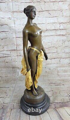 45 CM Western Art Déco Bronze Marbre Chair Femme Fille Foire Maiden Buste