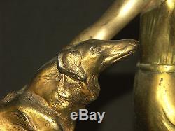 A 1900 statue groupe 58cm art nouveau dame 1900 chien statue régule bronze déco