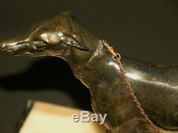 A 1920 statuette art nouveau dame 1900 et son chien statue régule bronze déco