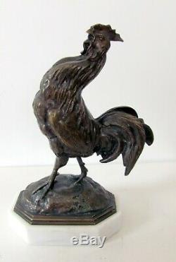 A. BARYE (1839-1882) authentique bronze du XIX eme siècle coq art deco