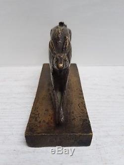 A. BECQUEREL Lièvre bondissant Bronze Art Deco vers 1930, fonte Susse Frères