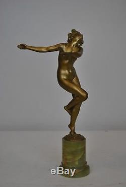 A Saladin, Danseuse Nue, Bronze Signé, Art Déco, XXème