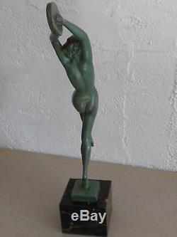 Art Déco Le Verrier Dit Guerbe Sculpture Ésméralda Bronze Patine Verte