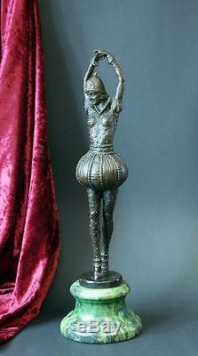 Art Deco Bronze Skulptur'tänzerin' Signiert