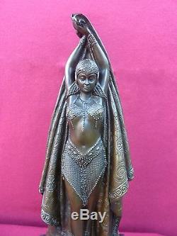 Art Deco Bronze Statue Chiparus Antinea Signed Figure Hot Cast Lady Figurine