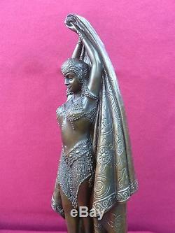 Art Deco Bronze Statue Chiparus Antinea Signed Figure Hot Cast Lady Figurine