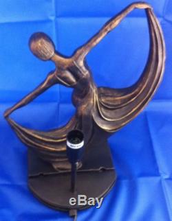 ART DECO LADY TIFFANY STAINED GLASS TABLE LAMP SCULPTURE BRONZE BRAND NEW IN BOX