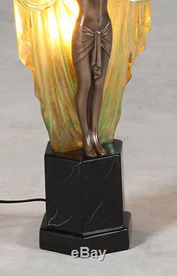 Art Deco Nouveau Table Lamp Elegant Lady Figurine 48cm Bronze Finish Resin Lamp