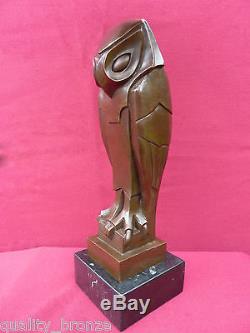 Art Deco Stylised Bronze Owl, Bronze Statue Bird Figure Cubist