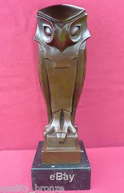 Art Deco Stylised Bronze Owl, Bronze Statue Bird Figure Cubist