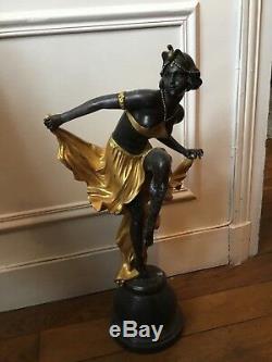 ART DECO Vintage Statue toute en Bronze Belle Femme Danseuse 8.2 kg Lambertini