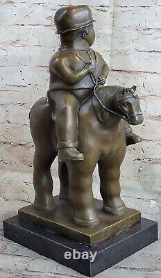 Abstrct Homme Equitation Cheval Bronze Marbre Statue Par Botero Art Déco Home