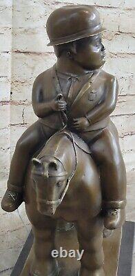 Abstrct Homme Equitation Cheval Bronze Marbre Statue Par Botero Art Déco Home