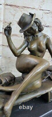 Actrice 100% Solide Bronze Statue Danseuse Sexy Jazz Singer Classique Art Deco