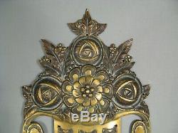 Ancien Grand Bronze Décoratif Style Art Déco Fleurs Stylisées Années 1930