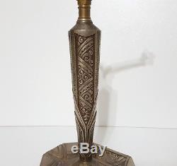 Ancien Pied De Lampe Art Deco Bronze Argente Lamp