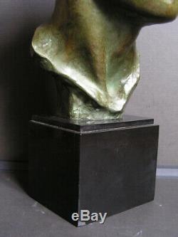 Ancien buste en bronze art deco representant l'aviateur Jean Mermoz