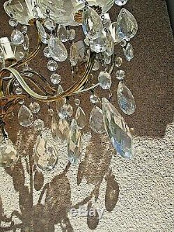 Ancien grand lustre Louis XV à pampilles en cristal et bronze doré-12 branches