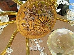 Ancien grand lustre Louis XV à pampilles en cristal et bronze doré-12 branches