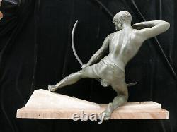 Ancien régule sculpture archet nu Jean de RONCOURT ART DECO 1920/1930 sur marbre