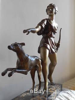 Ancienne Grande Sculpture Statue en Bronze Art Deco IGNACIO GALLO