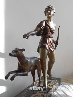 Ancienne Grande Sculpture Statue en Bronze Art Deco IGNACIO GALLO