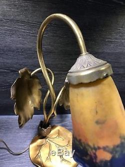 Ancienne Lampe Art Deco Art Nouveau Bronze Paye De Verre Degué