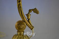 Ancienne Lampe De Bureau En Bronze Et Pate De Verre