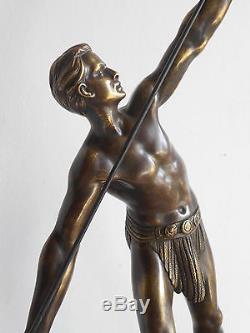 Ancienne Sculpture Art Deco en Bronze Athlete D. H. CHIPARUS