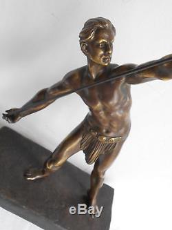 Ancienne Sculpture Art Deco en Bronze Athlete D. H. CHIPARUS