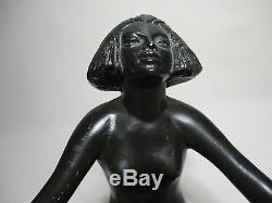Ancienne Statue Sculpture Femme Nue Art Deco Signee G Laplagne Vide Poche